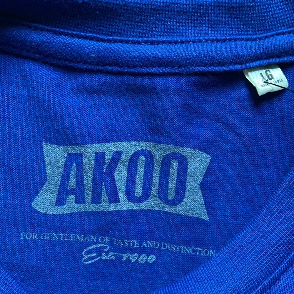 AKOO Men’s Graphic T-Shirt A King Short Sleeve Cotton Tee Blue Large NWT - Picture 6 of 8